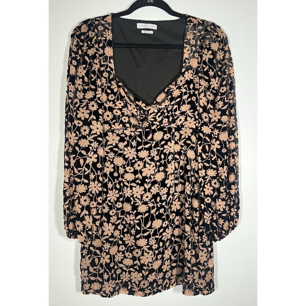 Saylor x Free People Noah velvet floral mini dress black brown whimsigoth XS